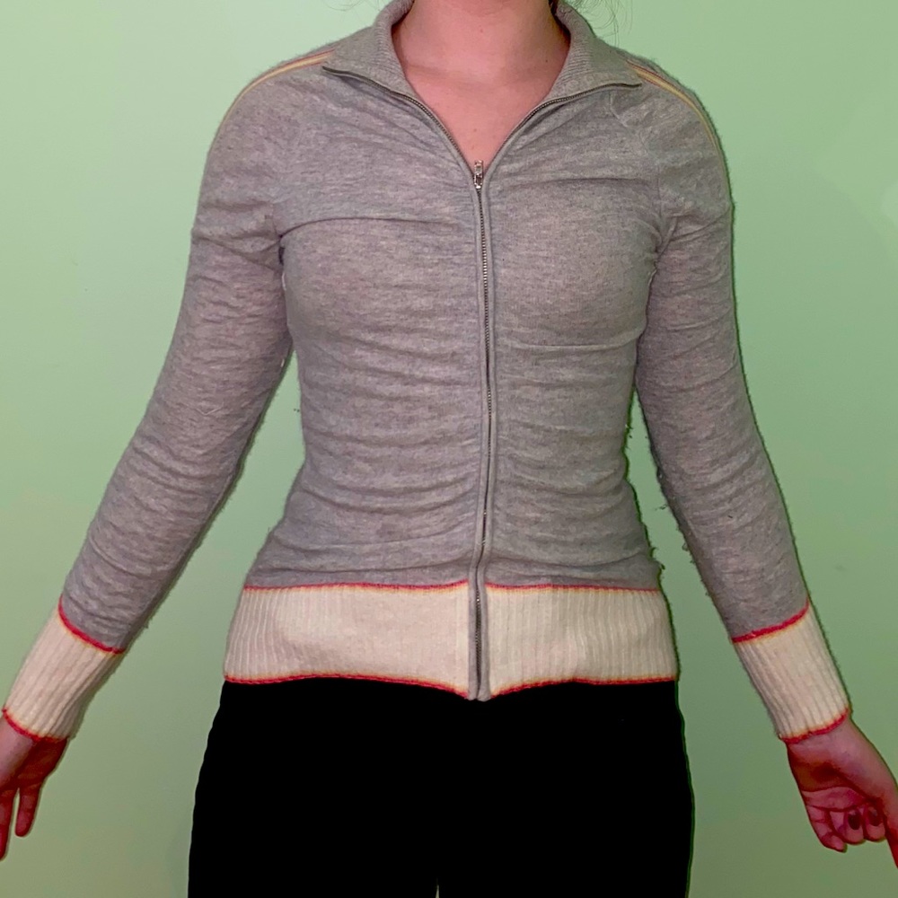Free People Y2K Cashmere Turtleneck Striped Zip Up